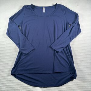 LuLaRoe Womens Size Large Blue Long Sleeve Tunic Top High Low Hem Casual Stretch